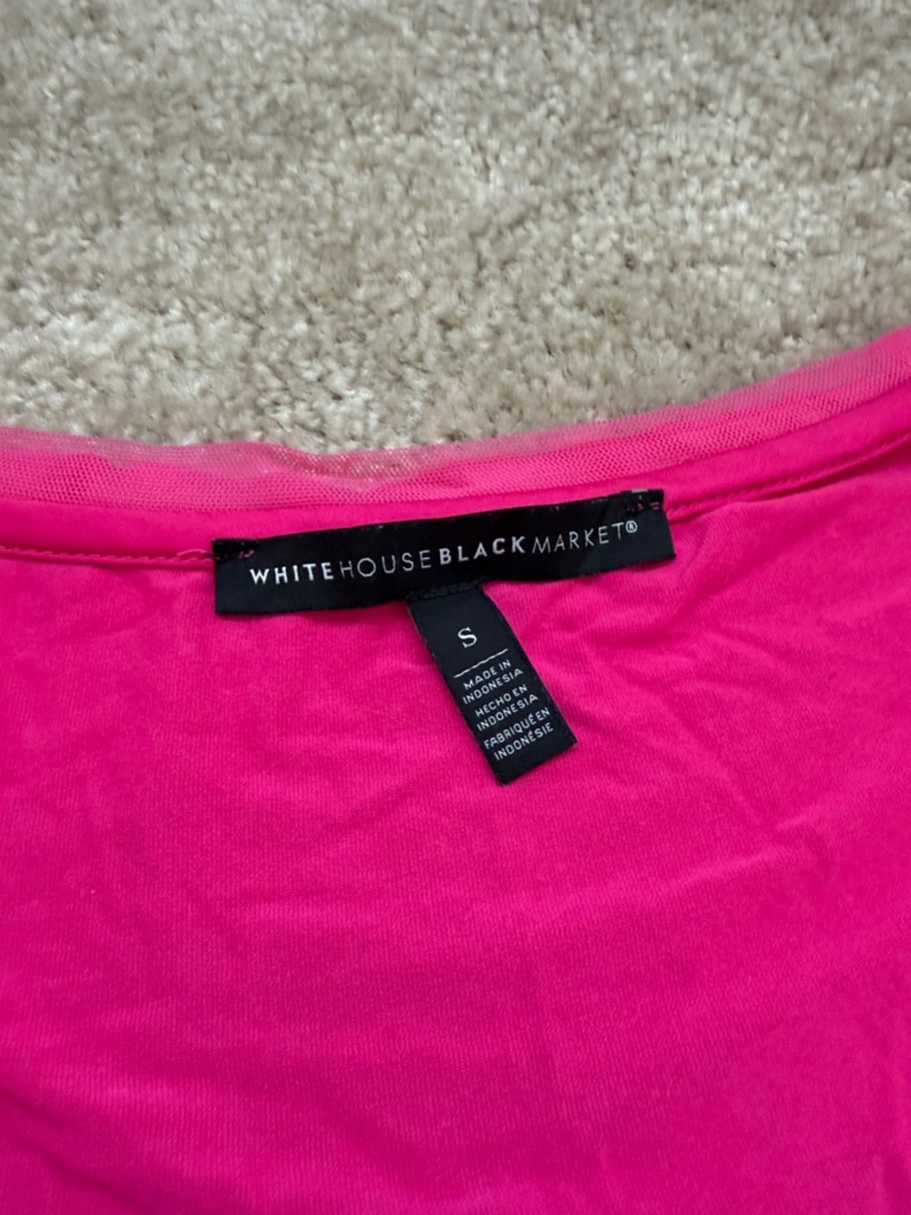 White House Black Market Scoop Neck Short Sleeve Tee in Hot Pink - Picture 2 of 4